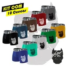 Kit 10/5 Cuecas Boxer Pitmonster De Microfibra Adulto
