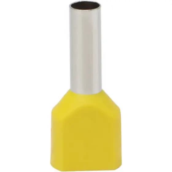 Terminal Pré-Isolado Pino Tubular Duplo 6,0mm² - Amarelo - 50 Unidades