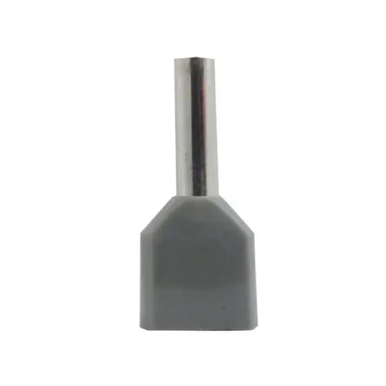 Terminal Pré-Isolado Pino Tubular Duplo 4,0mm² - Cinza - 50 Unidades