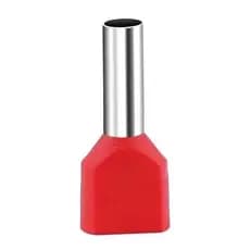 Terminal Pré-Isolado Pino Tubular Duplo 10,0mm² - Vermelho - 50 Unidades
