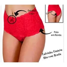 Kit 3 calcinhas Pala Alta,algodão,renda,confortavel