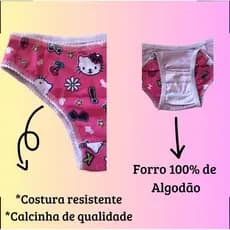 Kit 6 calcinhas infantil menina conforto em algodão