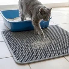 Tapete Higiênico M - G - GG Coletor De Areia Para Gato Preto e Cinza