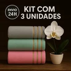 Kit 3 Toalhas Banho Simples 100% Algodão Ótima Absorção