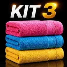 Kit 3 Toalha de Banho Spa Deluxe 100% algodão Alta Absorção 65x120cm Sortidas