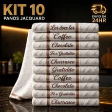 Kit 10 Panos de Prato Copa Perfumados 45x70  Jacquard Atoalhado Toalha De Cozinha Pacote Fechado