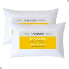 Kit 2 Travesseiros Pluma Confort Macio Antiacaro 70x50cm