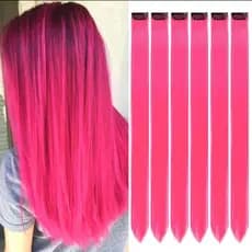 Mechas Rosa Neon tic tac de fibra orgânica de 70 cm suporta chapinha e babyliss
