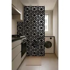 Placas decorativas de MDF na cor preta divisória de ambiente cozinha, sala painel kit 6 12 18 e 24.