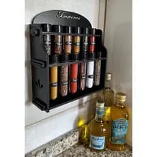 Porta temperos mesa ou parede kit suporte condimentos com potes + ETIQUETAS