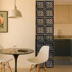 Placas decorativas de MDF na cor preta divisória de ambiente painel kit 6 12 18 e 24.