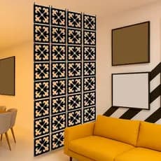 Kit de placas decorativas de MDF vazadas na COR PRETA divisória de ambiente painel kit 6 12 18 e 24