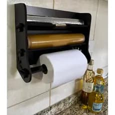 Porta Papel Toalha - Papel Alumínio - Bobina Filme para cozinha 3 em 1 MDF