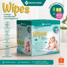 oalhas Umedecidas Wipes Member’s Mark 400 Unidades Com Aloe Vera Hipoalergênica Para Bebê