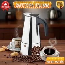 Cafeteira Italiana em Inox 450ML Chá Café Expresso 9 Xícaras Preparo Rápido e Com Sabor