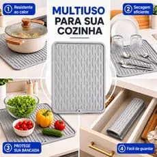 Tapete Escorredor de Louça Silicone 40x30 cm Antiderrapante Antitérmico Multiuso Secagem Rápida