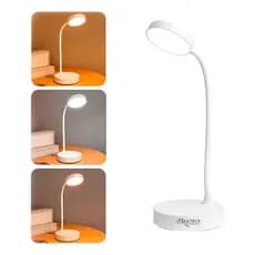 Luminária De Mesa LED Recarregável Touch 3 Cores Flexível Sem Fio Estudo Escritório