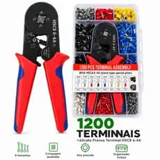 Kit Alicate Crimpar Prensa Terminais Tubular HSC8 6-4A 1200 Ilhós Elétrico Profissional AWG 23-7 0,25-10mm²