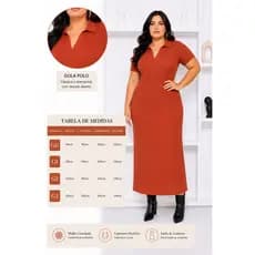 Vestido Longo Gola Polo Plus Size Terracota | Elegância e Conforto até o G3