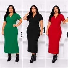 Vestido Longo Gola Polo Plus Size | Elegância e Conforto até o G3