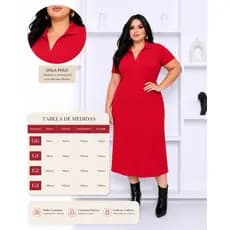 Vestido Longo Gola Polo Plus Size Vermelho | Elegância e Conforto até o G3
