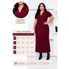 Vestido Longo Gola Polo Plus Size Bordo | Elegância e Conforto até o G3