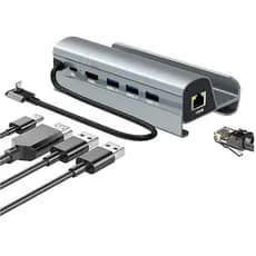 6 Em 1 Estação De Dock Com Porta RJ45 LAN Para Nintendo Switch 2/Steam Deck/Rog Ally/Nintendo Switch(OLED)