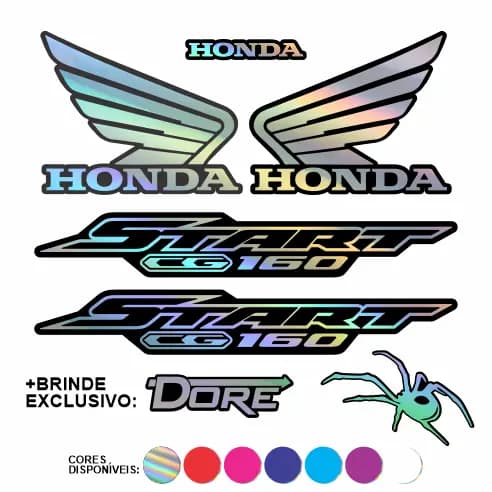 Kit Adesivos Holográficos Start 160 2022 2023 2024 Várias Cores