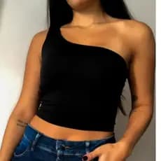Cropped um ombro só - preto, tendência para arrasar!