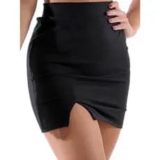 Saia Curta Novidade com Fenda Lateral Moda Feminina