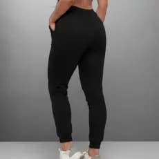 Calça Feminina Cintura Alta Jogger Canelada Tipo Moletom