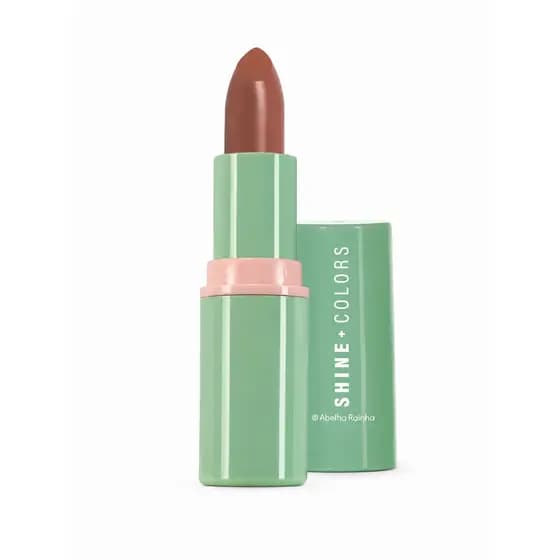 Batom Matte Aveludado Marrom Nude Shine Colors 4G Longa Duração Alta Pigmentação Hidratante