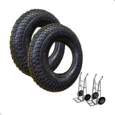 Par Pneu Carrinho de Mão Carriola 4.10/3.50-8 4 Lonas 3.50-8 Aro 8 C/Câmaras