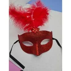 Mascara Veneziana de fantasia de Carnaval ou Baile Com Glitter E penas