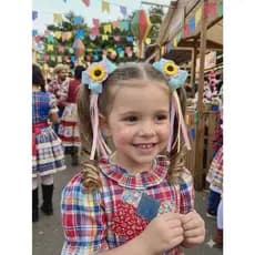2 Bico de Pato Infantil Festa junina Laço Com detalhe de Flor e Fitinhas Coloridas