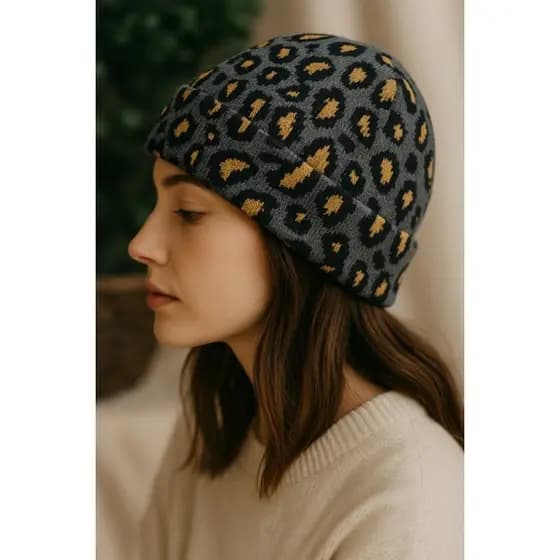 Gorro Touca Animal Print Basico Feminino adulto Inverno