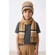 Kit Touca com Cachecol Listrado menino Infantil