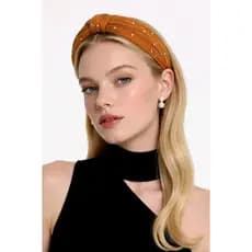 Tiara faixa de Cabelo Feminina tecido Com detalhe strass e nó Elegante