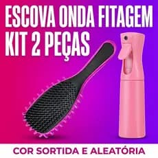 Kit Escova de Fitagem Onda e Borrifador Spray Cachos Definição Anti Frizz 2 Peças