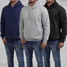 Blusa Moletom Canguru 3 Cabo Com Capuz Liso Unissex Tendência Masculina Feminino Over Size Grossa