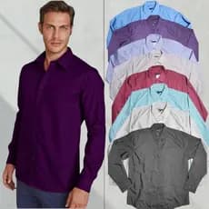Camisa Social Lisa Masculina Manga Longa Slim Fit Elegante Chique Evento Clássico