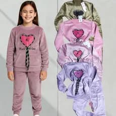 Conjunto Plush Juvenil Coração Cordão Canguru Com Capuz Outono Inverno