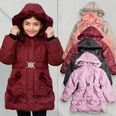 Parka Sobretudo Nylon Pelos Juv Inverno Frio Peluciado Capuz Impermeavel Corta vento Menina Escola
