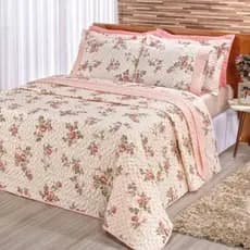 kit colcha cobre leito casal dupla face estampada