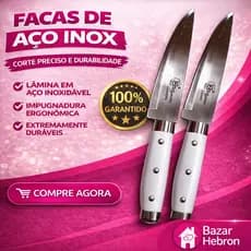 Kit 2 Faca Profissional Cabo de Plastico Cozinha Inox SUPER CORTE Carnes Churrasco Facas do Chef