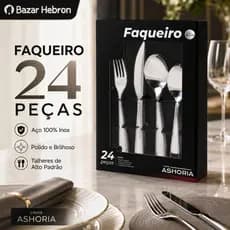 Jogo de Talheres 24 Peças POLIDO BRILHOSO Faqueiro em Aço Inox Talher Alto Padrão Mesa Jantar