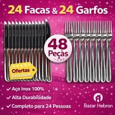Jogo de Talher 48 Peças Aço Inox 100% Garfo Faca Inox Conjunto de Talheres de Mesa