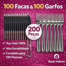 Jogo de Talher 200 Peças em Inox 100% Garfo Faca Inox Conjunto de Talheres de Mesa