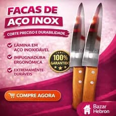 Kit 2 Faca Profissional Cabo de Madeira Cozinha Inox SUPER CORTE Carnes Churrasco Facas do Chef