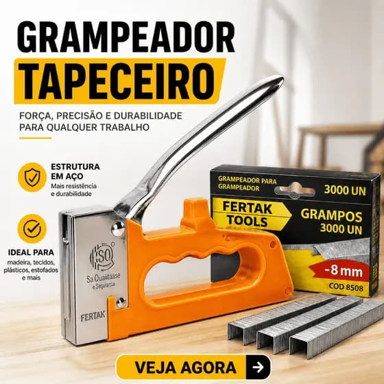 Grampeador para Tapeceiro 4/6/8mm +5000 +3000 GRAMPOS Manual Profissional Estofador Tapecaria